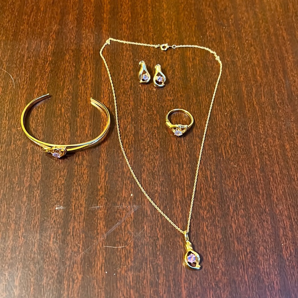 Pretty amethyst set, necklace, earrings, bangle and ring